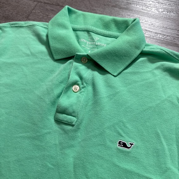 Vineyard Vines Polo Shirt Mens Small Green Whale Logo 100% Cotton Pique Classic - Picture 2 of 8